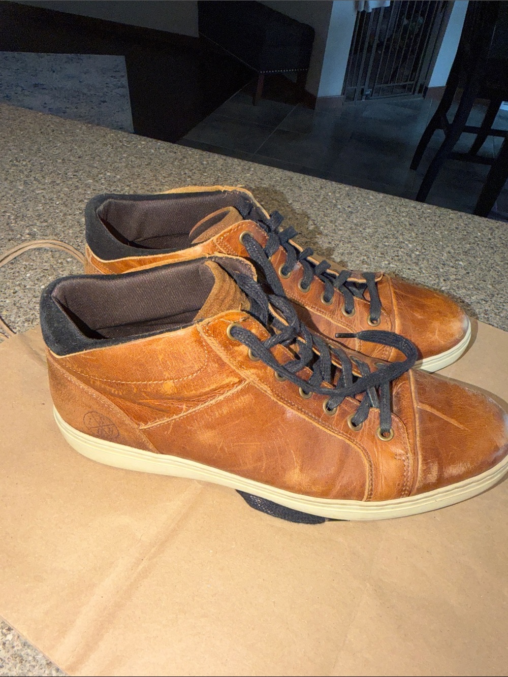 Bull Boxer Men's Tan Leather Lace-Up Sneakers